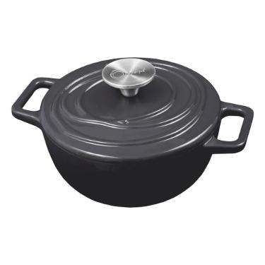Caarola de Ferro Fundido Esmaltado Oxford Aroma Cinza 24cm Para Fogo Induo