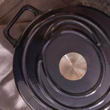 Caarola de Ferro Fundido Esmaltado Oxford Aroma Cinza 24cm Para Fogo Induo