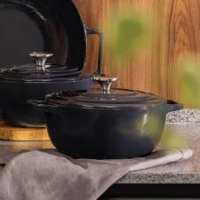 Caarola de Ferro Fundido Esmaltado Oxford Aroma Cinza 24cm Para Fogo Induo