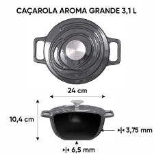 Caarola de Ferro Fundido Esmaltado Oxford Aroma Cinza 24cm Para Fogo Induo