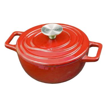 Caarola de Ferro Fundido Esmaltado Oxford Aroma Vermelha 24cm Para Fogo Induo