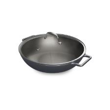 Panela Wok de Ferro Fundido Esmaltado Oxford Aroma Cinza 35cm para Induo