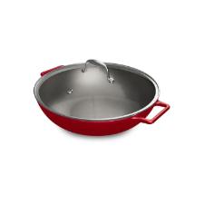 Panela Wok de Ferro Fundido Esmaltado Oxford Aroma Vermelha 35cm para Induo