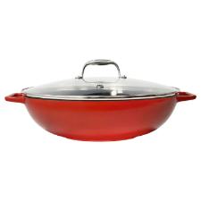 Panela Wok de Ferro Fundido Esmaltado Oxford Aroma Vermelha 35cm para Induo