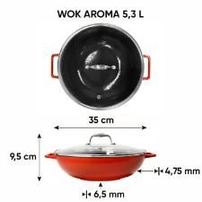 Panela Wok de Ferro Fundido Esmaltado Oxford Aroma Vermelha 35cm para Induo
