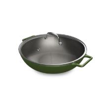 Panela Wok de Ferro Fundido Esmaltado Oxford Aroma Verde 35cm para Induo