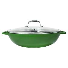 Panela Wok de Ferro Fundido Esmaltado Oxford Aroma Verde 35cm para Induo