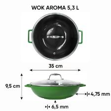 Panela Wok de Ferro Fundido Esmaltado Oxford Aroma Verde 35cm para Induo
