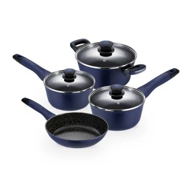 Jogo de Panelas Antiaderente Oxford Everyday Azul 4 Peas com Alumnio Induo