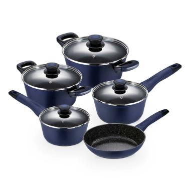 Jogo de Panelas Antiaderente Oxford Everyday Azul 5 Peas com Alumnio Induo