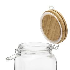 Pote Hermético Oxford Retrô Quadrado de Vidro com Tampa de Bambu 1,6L Pote Hermético Oxford Retrô Quadrado de Vidro com Tampa de Bambu 1,6L
