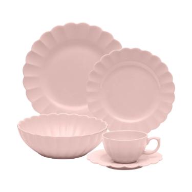 Jogo de Jantar Ch 30 Ps Porcelana Oxford Flora Dlia: Rosa Suave