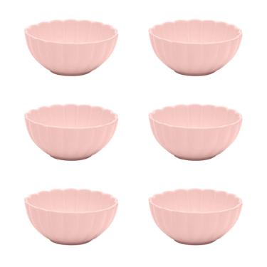 Jogo 6 Tigelas Sobremesa Porcelana Oxford Flora Dlia 12 Cm: Rosa Suave