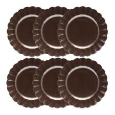 Jogo 6 Pratos Rasos Porcelana Oxford Flora Anis 27,5 Cm: Marrom Metalizado