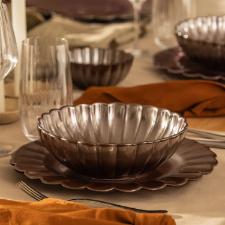 Jogo 6 Pratos Rasos Porcelana Oxford Flora Anis 27,5 Cm: Marrom Metalizado