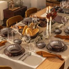 Jogo 6 Pratos Rasos Porcelana Oxford Flora Anis 27,5 Cm: Marrom Metalizado