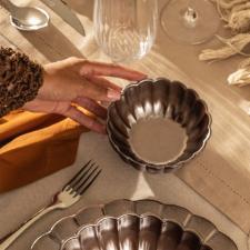 Jogo 6 Tigelas Sobremesa Porcelana Oxford Flora Anis 12 Cm: Marrom Metalizado