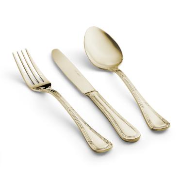 Faqueiro em ao inox Saint James Lace Champagne Gold 101 peas: Requinte e brilho para a sua mesa