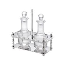 Galheteiro St. James Prola com 3 peas - Banho de Prata e Cristal