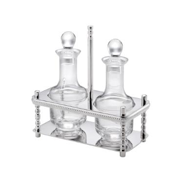 Galheteiro St. James Prola com 3 peas - Banho de Prata e Cristal