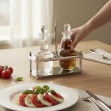 Galheteiro St. James Prola com 3 peas - Banho de Prata e Cristal