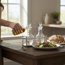 Galheteiro St. James Prola com 3 peas - Banho de Prata e Cristal