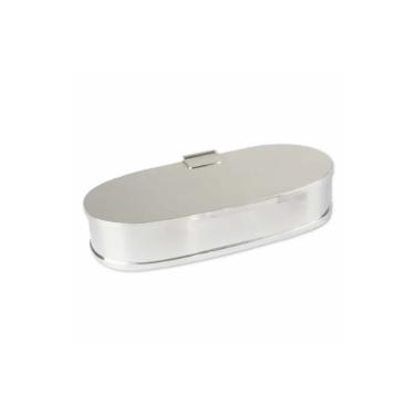 Caixa Oval Grande St. James 20,5 cm - Banho de Prata com Tampa para Joias