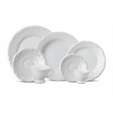 Jogo de jantar Schmidt Pomerode 42 Peas porcelana, aparelho com ch e caf, 6 pessoas