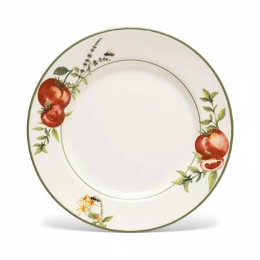 Prato sobremesa Cermica Copa&Cia Aquarelle Pomodoro e Basilico 21cm Design Italiano Gourmet