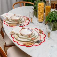 Prato Raso Cermica Copa&Cia Aquarelle Pomodoro e Basilico 29cm Design Italiano Gourmet