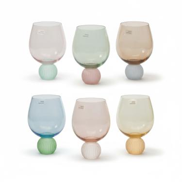 Jogo de Copos de Vidro BTC 450ml Base Esfera Colorido: Design Moderno e Alegria  Mesa