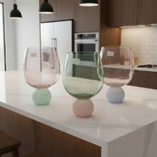 Jogo de Copos de Vidro BTC 450ml Base Esfera Colorido: Design Moderno e Alegria  Mesa