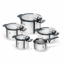 Jogo de Panelas em A�o Inox Zwilling Simplify 5 Pe�as com Suporte de Tampa e Escoamento Integrado