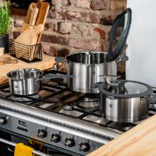 Jogo de Panelas em A�o Inox Zwilling Simplify 5 Pe�as com Suporte de Tampa e Escoamento Integrado