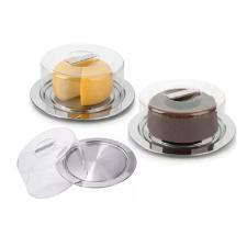 Prato para bolo em inox com cpula em acrlico Forma Vision 33cm