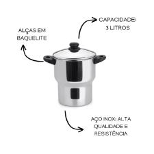 Cuscuzeira em inox Forma 3 litros