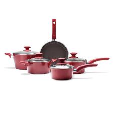 Jogo de panelas em alumnio Brinox Optima 5 peas carmim.