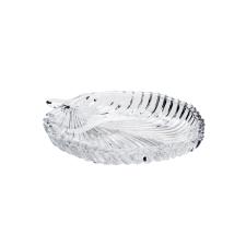 Prato decorativo em cristal Lyor Leaf 20,5x17x2,5cm.