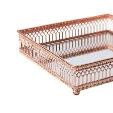 Bandeja quadrada espelhada em inox Adely Decor 15cm ros