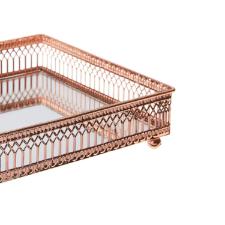 Bandeja quadrada espelhada em inox Adely Decor 15cm ros