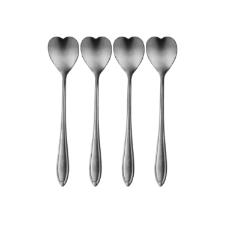 Jogo colheres para ch inox Bon Gourmet Heart 4 peas preto.