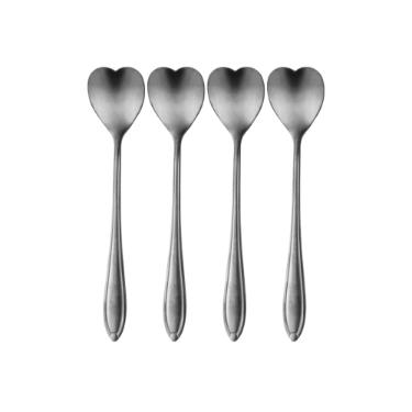 Jogo colheres para ch inox Bon Gourmet Heart 4 peas preto.