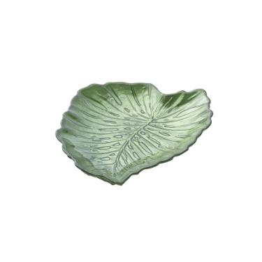 Centro de mesa em vidro Copa&Cia Costela de Ado 21x18,5cm verde.