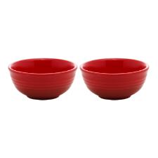 Jogo de bowls em cermica Wolff Retr 10x4,5 2 peas vermelho.