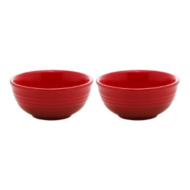 Jogo de bowls em cermica Wolff Retr 10x4,5 2 peas vermelho.