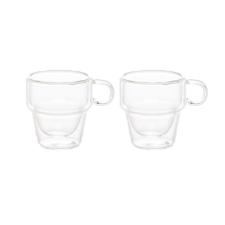 Jogo de xcaras para caf em vidro empilhveis parede dupla Wolff 90ml 2 peas.