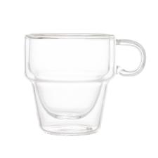 Jogo de xcaras para caf em vidro empilhveis parede dupla Wolff 90ml 2 peas.