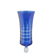 Taa para champanhe lapidada em cristal ecolgico Bohemia Grace 190ml azul.