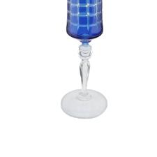 Taa para champanhe lapidada em cristal ecolgico Bohemia Grace 190ml azul.