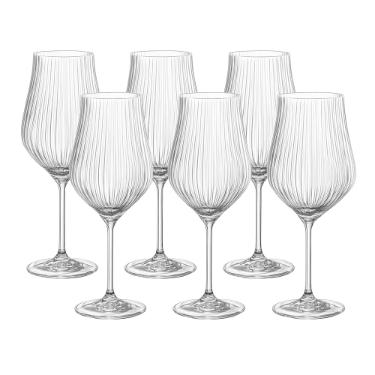 Jogo de taas vinho tinto em cristal Bohemia Tulipa Opitic 450ml 6 peas .